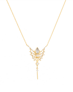 Celine Daoust Dream Maker Pear Moonstone Diamond Phoenix Necklace