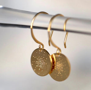 Gold Vermail Mini Diamond Dusted Coin Earrings
