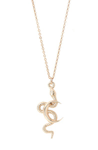 14k Snake Moon Necklace