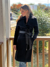 Load image into Gallery viewer, Wool Cashmere Blend Coat with Leather Belt
