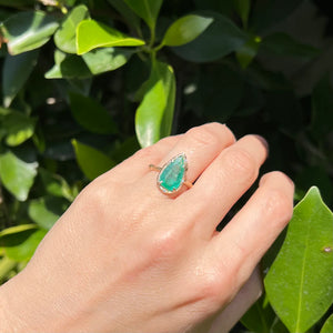 Elisabeth Bell Pear Emerald Ring