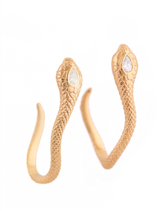 Celine Daoust 14k Gold Pear Diamond Snake Earrings