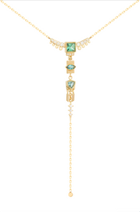 Celine Daoust Blue/ Green Tourmaline & Diamonds Lariat Totem Necklace