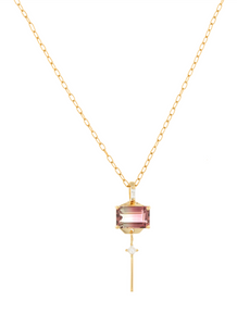 Celine Daoust Tourmaline Baguette & Dangling Diamonds Necklace
