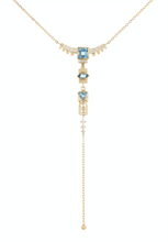 Load image into Gallery viewer, Celine Daoust 14k Gold Aquamarine &amp; Diamonds Lariat Totem Necklace
