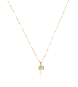 Celine Daoust Light Green Tourmaline Diamond Necklace