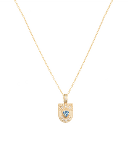 Celine Daoust Small Aquamarine Diamond Plate Necklace