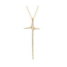 Load image into Gallery viewer, Elisabeth Bell 14k Gold Large Full Pave Diamond Thorn Necklace

