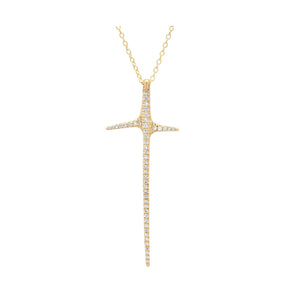 Elisabeth Bell 14k Gold Large Full Pave Diamond Thorn Necklace