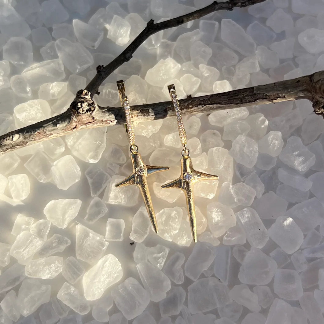 Elisabeth Bell Mini Thorn Cross Earrings