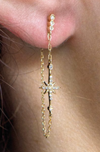 Load image into Gallery viewer, Celine Daoust Stars &amp; Universe North Star Gold Chain Earrings
