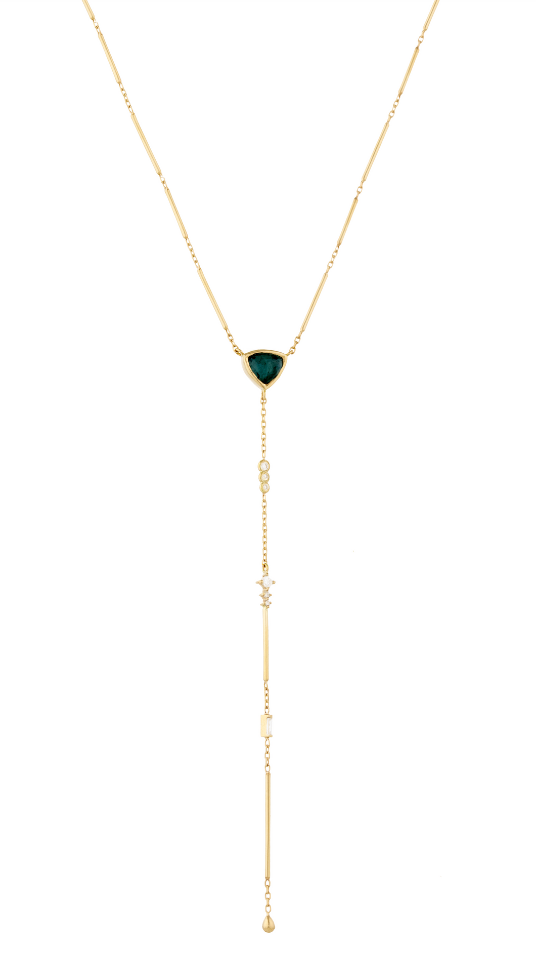 Celine Daoust One of a Kind 14k Gold Dark Blue Tourmaline & Diamond Lariat