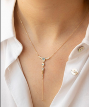 Load image into Gallery viewer, Celine Daoust 14k Gold Aquamarine &amp; Diamonds Lariat Totem Necklace
