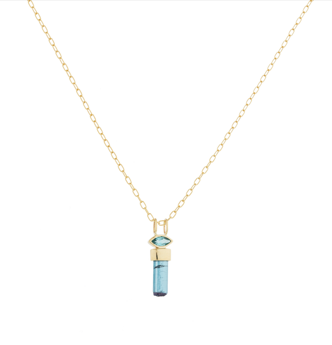 Celine Daoust Blue Tourmaline Pencil Necklace