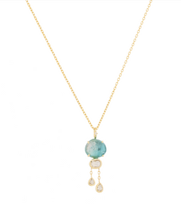 Celine Daoust Blue Tourmaline and Diamond Drop Necklace