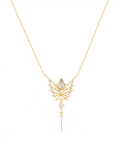 Load image into Gallery viewer, Celine Daoust Dream Maker Pear Moonstone Diamond Phoenix Necklace
