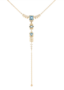 Celine Daoust 14k Gold Aquamarine Diamond Totem Necklace