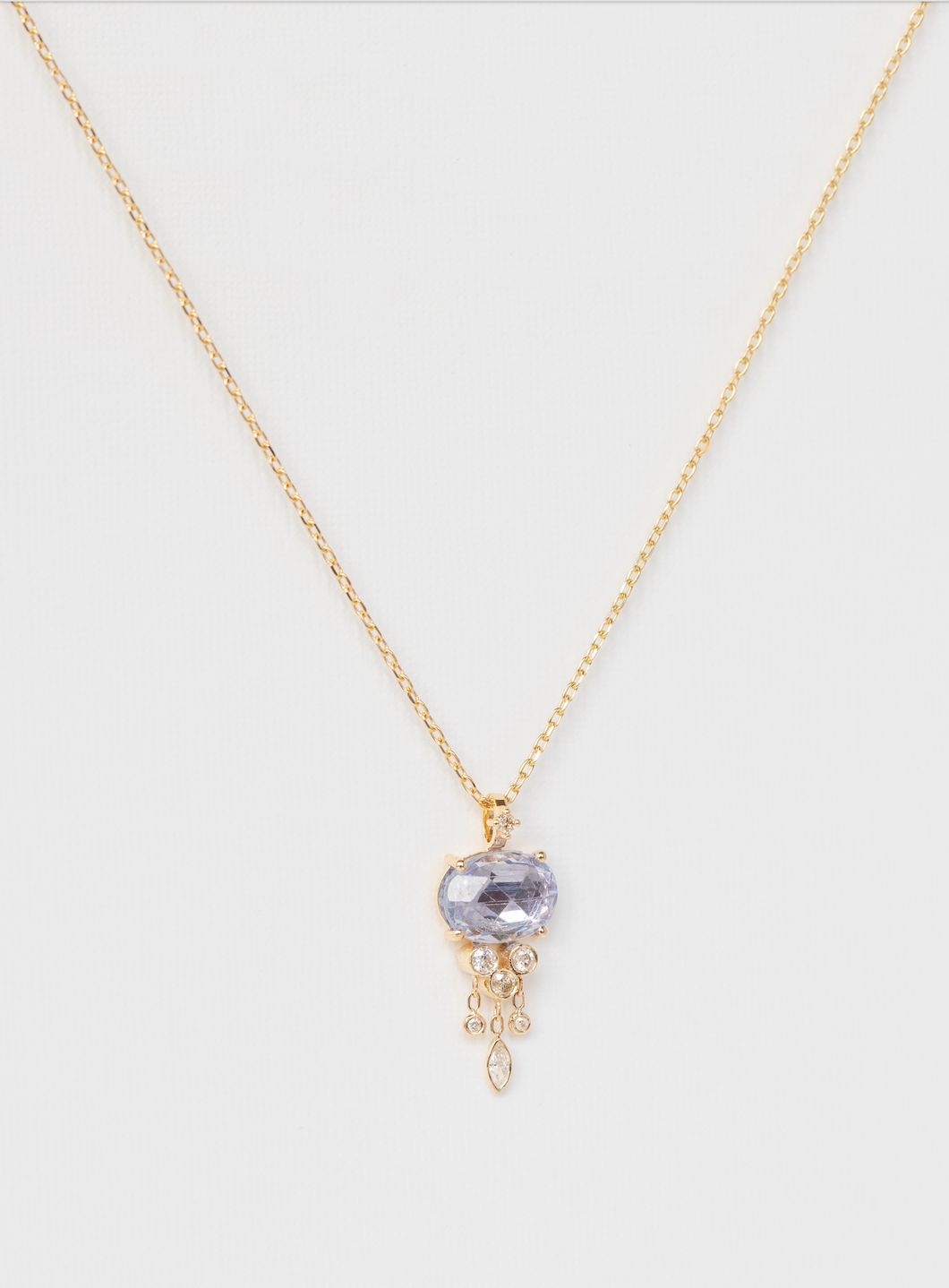 Celine Daoust 14k Gold Lilac Sapphire Dangling Diamond Jellyfish Necklace