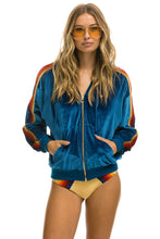 Load image into Gallery viewer, Aviator Nation Classic Velvet Relaxed Zip Hoodie - Vintage Blue
