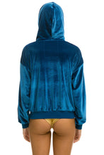Load image into Gallery viewer, Aviator Nation Classic Velvet Relaxed Zip Hoodie - Vintage Blue
