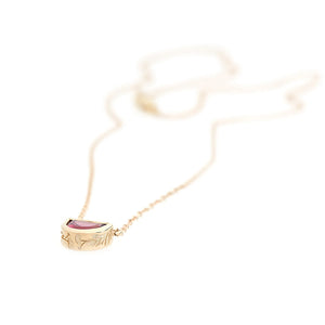 14k Gold Nouveau Poppy Half Moon Necklace