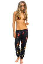 Load image into Gallery viewer, Aviator Nation Velvet Bolt Repeat Sweatpants - Black
