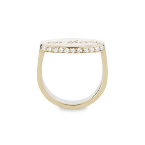 14k Gold & Diamond En Theos Signet Ring