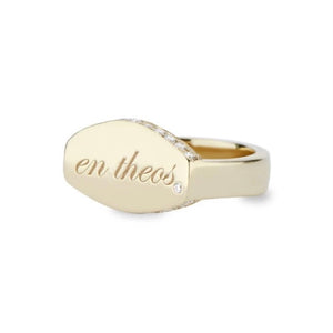 14k Gold & Diamond En Theos Signet Ring