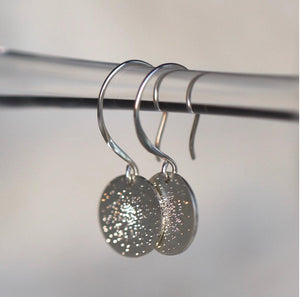Christina Kober Mini Silver Diamond Dusted Coin Earrings