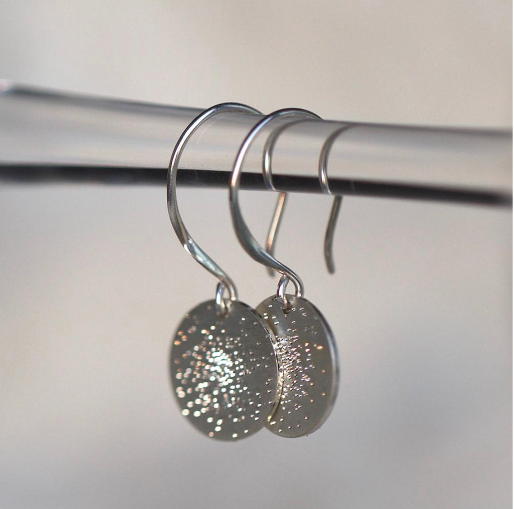 Christina Kober Mini Silver Diamond Dusted Coin Earrings