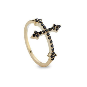 Dru Cross Your Fingers Ring w/ Black Diamonds