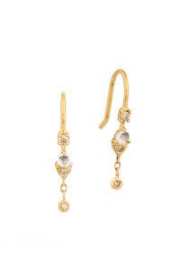 Celine Daoust Constellation Moonstone & Dangling Diamonds Dormeuse Earrings