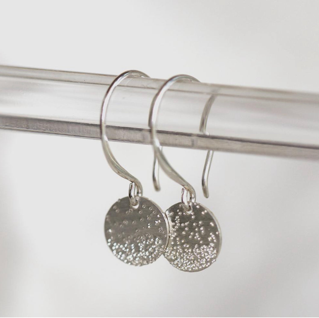 Christina Kober Silver Petite Diamond Dusted Coin Earrings