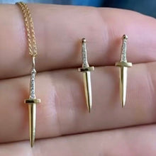 Load image into Gallery viewer, Dru Jewelry 14k Gold/ Diamond Baby Dagger Necklace
