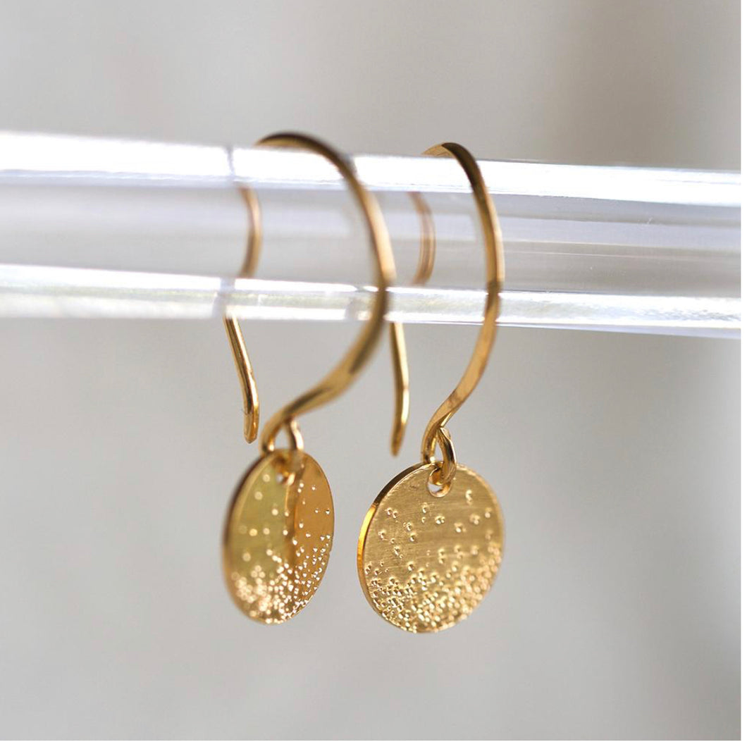 Gold Vermail Petite Diamond Dusted Coin Earrings