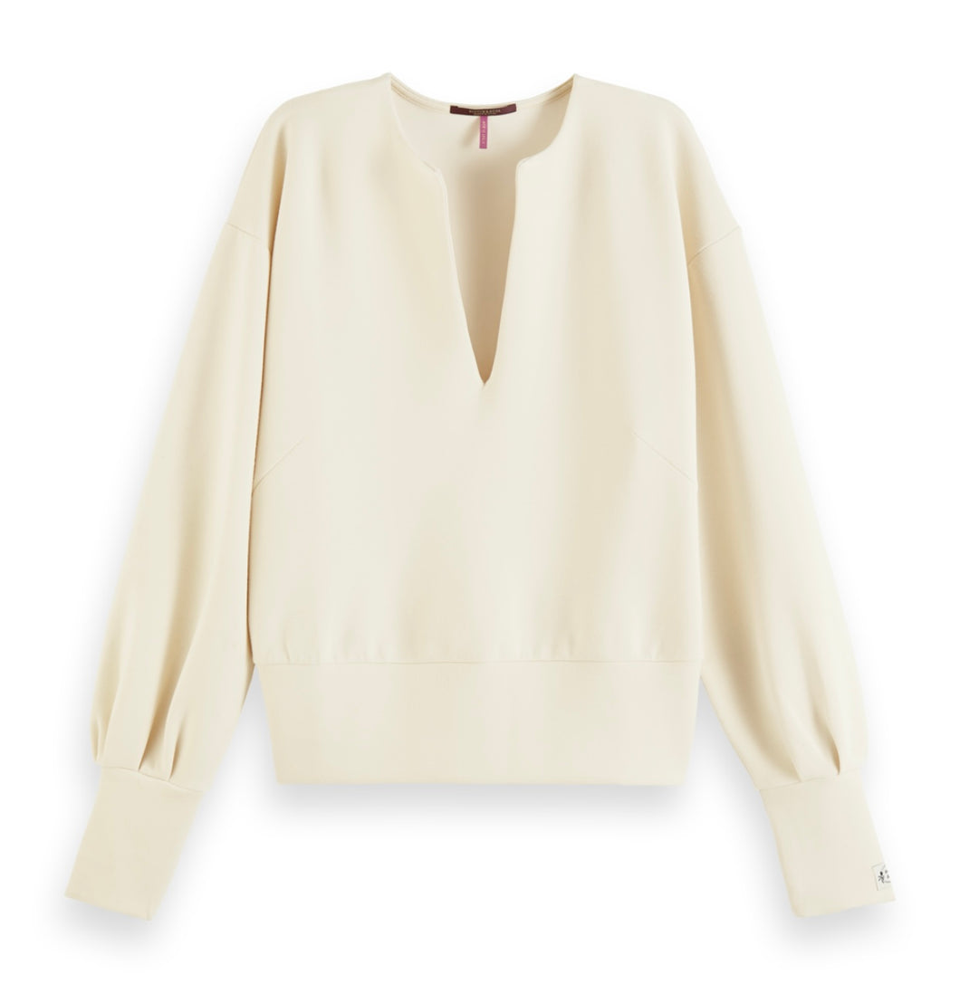 Maison Scotch V-Neck Sweatshirt, Cream