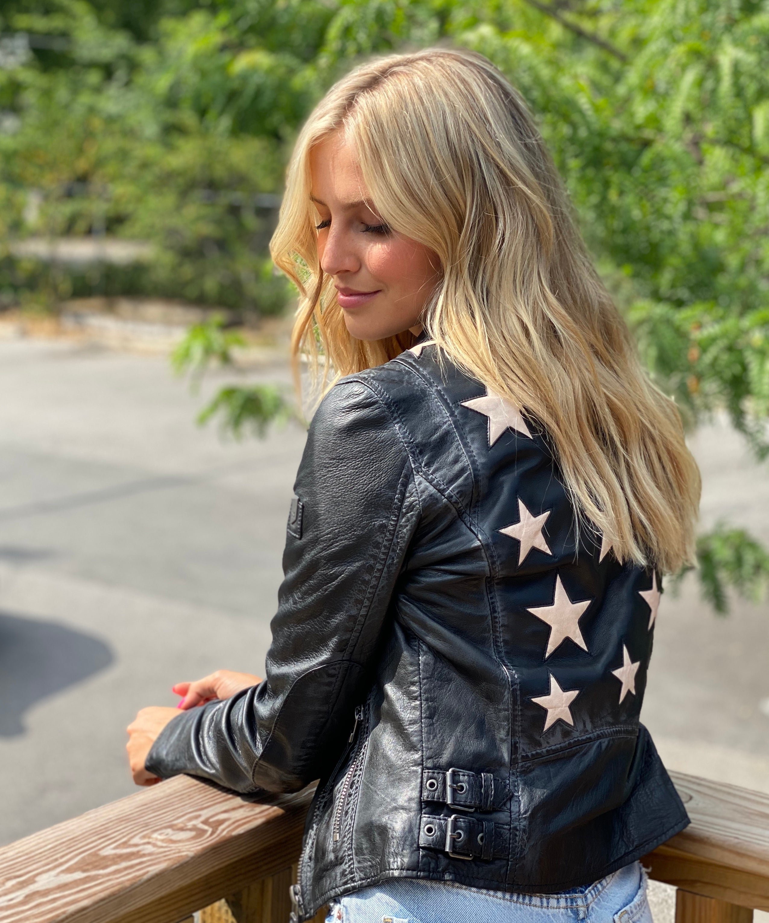 Leather jacket stars clearance