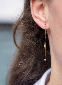 Celine Daoust Moonstone & Diamonds Long Chain Earrings