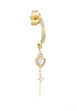 Load image into Gallery viewer, Celine Daoust Triangle Moonstone &amp; Diamond Hoop Earrings
