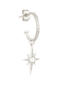 Celine Daoust 14k White Gold Little White Sapphire/ Diamond Star Charm Earrings
