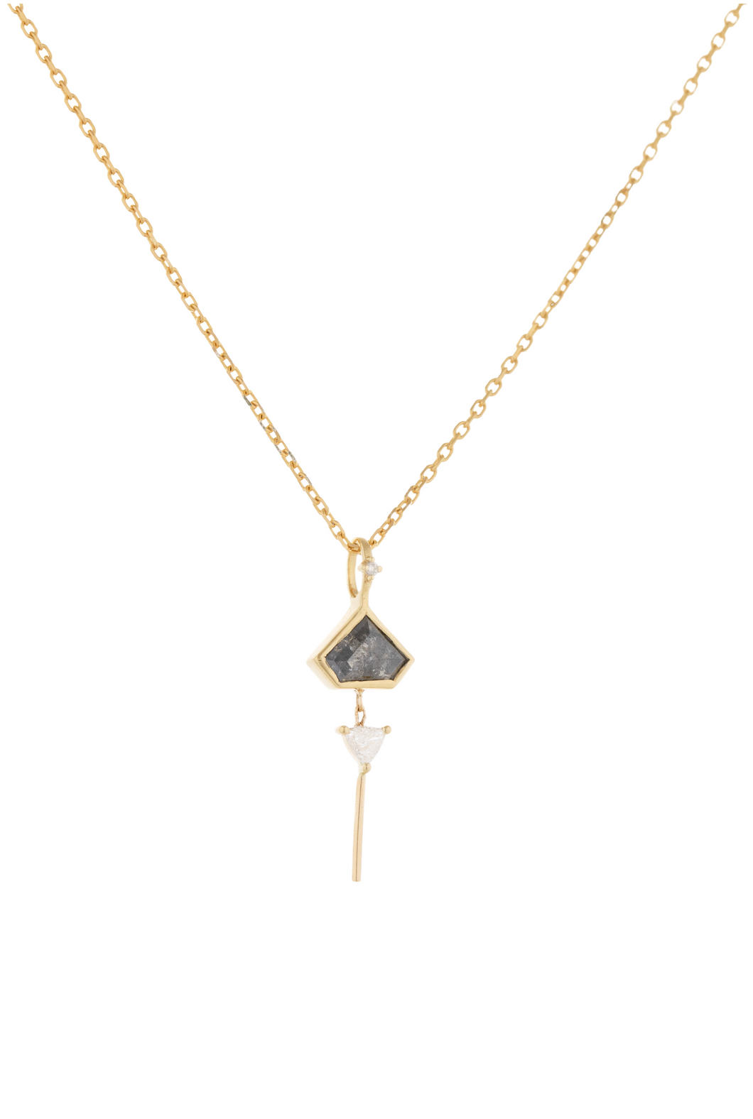 Celine Daoust Geometric Grey Diamond & Dangling Diamond Chain Necklace