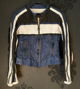 Artico Navy Leather Motorcycle Jacket