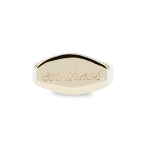 14k Gold & Diamond En Theos Signet Ring
