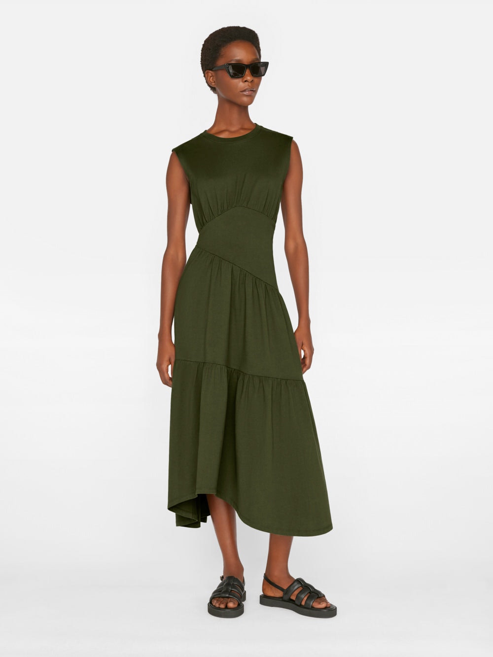Frame Gathered Sleeve Knit Dress - Fatigue