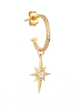 Load image into Gallery viewer, Celine Daoust 14k Gold Little White Sapphire/ Diamond Star Charm Earrings
