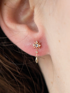 Celine Daoust Moonstone & Diamond Starburst Single Stud