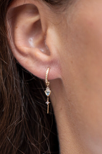 Load image into Gallery viewer, Celine Daoust Triangle Moonstone &amp; Diamond Hoop Earrings
