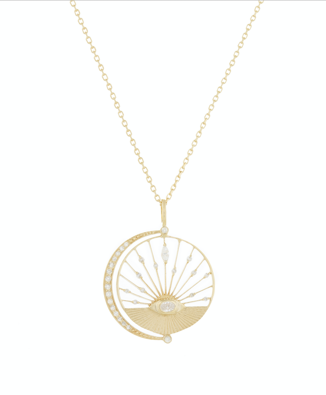Celine Daoust Dream Maker Crescent Moon & Sun Diamond Necklace