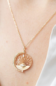 Celine Daoust Dream Maker Crescent Moon & Sun Diamond Necklace