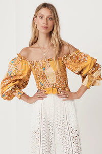 Spell Freda Shirred Blouse, Amber